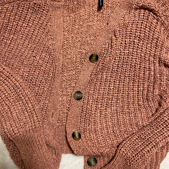 Peach Pink Cardigan Sweater, Size Small - Picture 3 of 6